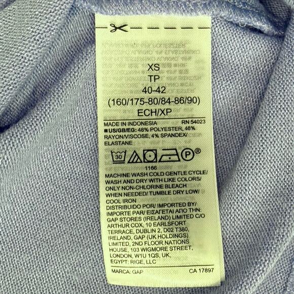 Gap Lilac Lavender Purple Flutter Sleeve Knit Wrap Top size XS NEW Tags - Picture 9 of 9